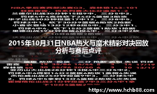 2015年10月31日NBA热火与魔术精彩对决回放分析与赛后点评